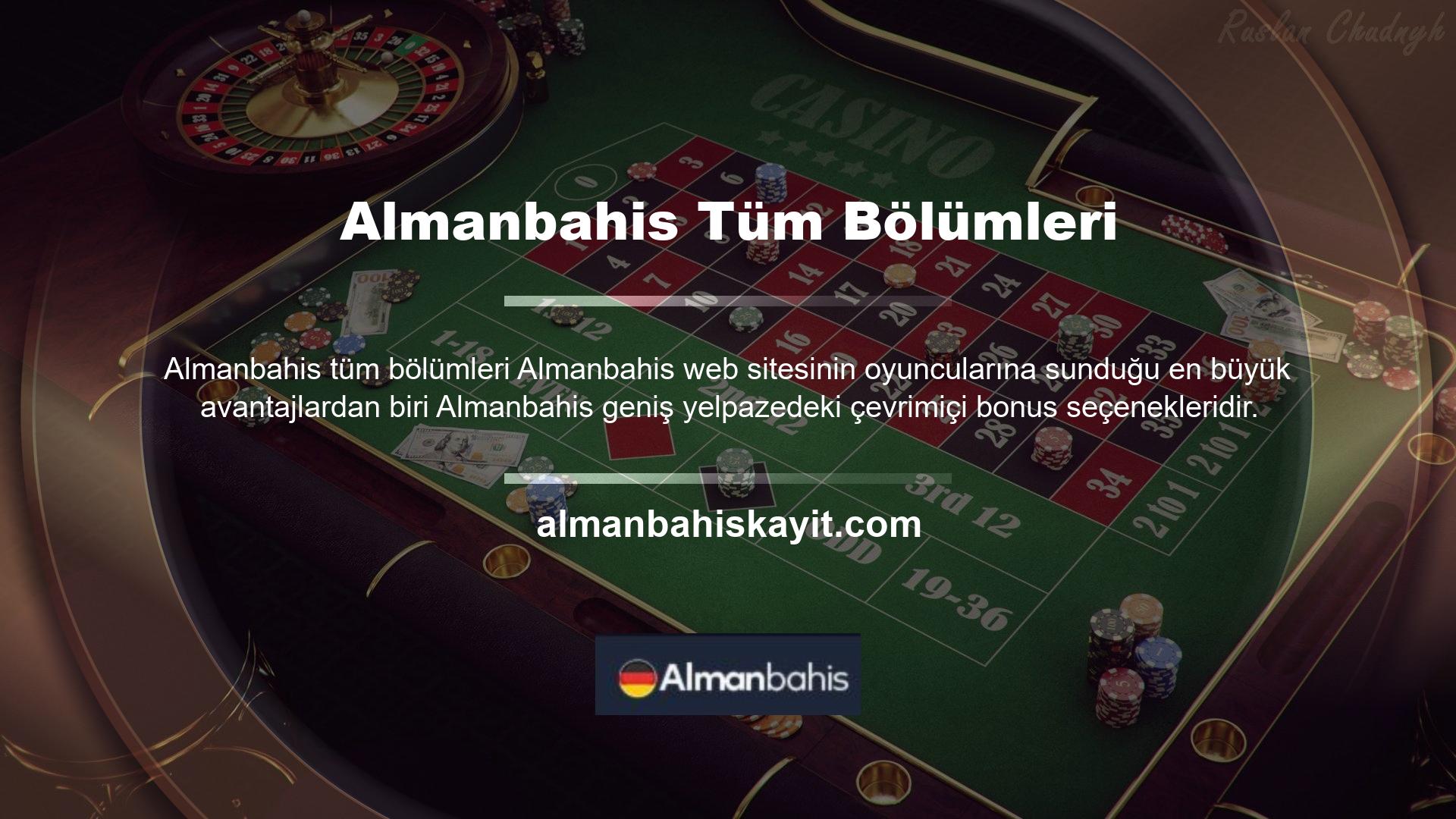 Spor bahisleri ve casino oyunları için mevcut olan birçok bonus seçeneği, kullanıcıların premium bir ortamda bahis oynamasına olanak tanır